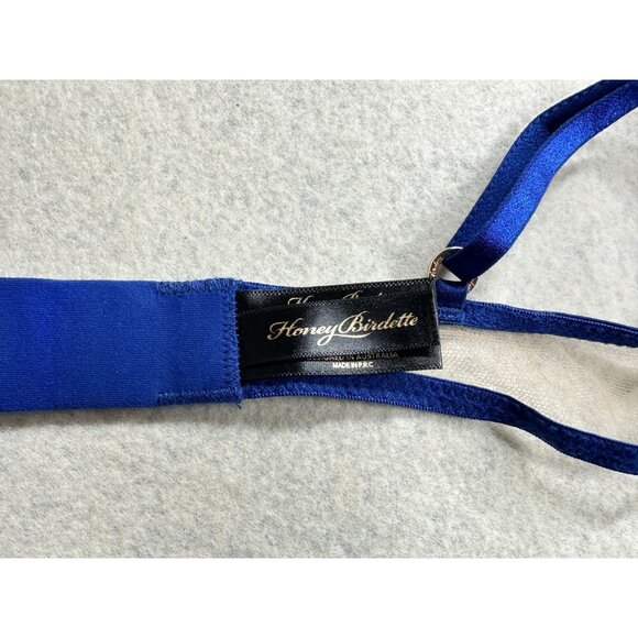 Honey Birdette Jules Contour Bra Womens 32A 10A Navy Blue Lace French Padlock - Picture 12 of 13